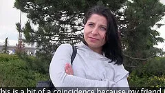 Outside fuck with horny stranger is a fantasy of brunette milf Amy