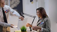 Anna Polina adores when horny dude cum on her tits after rough sex