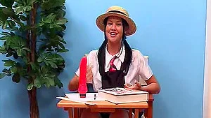 Skinny chick Lolly Badcock opens her legs to masturbate with a dildo