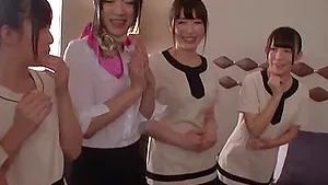 Lucky man enjoys having a homemade orgy with lot of nude babes