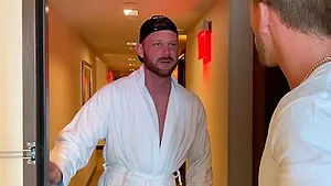 Hardcore fucking in the hotel room between two handsome gay dudes