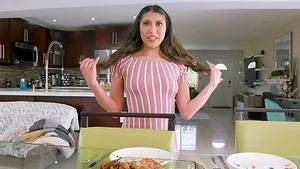 Natural boobs cutie Penelope Woods enjoys riding a stiff cock