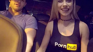 Naughty girl Anya Olsen has fun with a stiff cock in the car