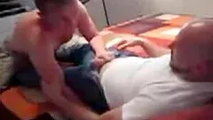 Hot man fucks amateur gay in bed clothes