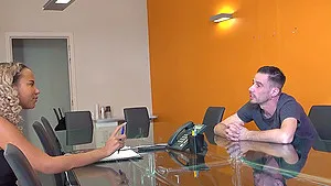 Quickie interracial sex in the office with Ilona Swangerman