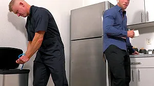 Muscular dudes enjoy having hardcore gay sex in the kitchen