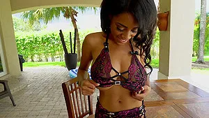 Incredible ebony Brittney White spreads legs for interracial sex