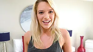 Pretty blonde room-mate Kenna James moans during nice lovemaking