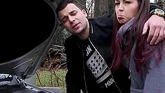 Couple has no money for car so why teen redhead undresses