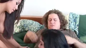 Facial ending trio with 2 dark haired babes Jenaveve Jolie and Alexis Amore