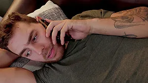 Hardcore anal sex between two handsome dudes on the sofa. HD