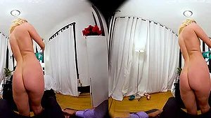 Homemade VR porn video with a hot ass blondie who loves riding