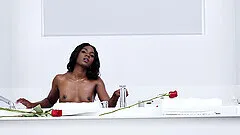 beautiful ebony Ana Foxxx is the real master of a blowjob on the floor