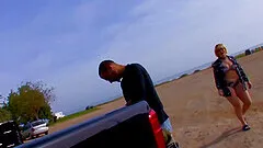 Blonde Dickxy spreads her legs for a cock at the beach while she moans