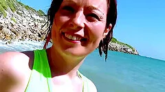 After doggy style this couple enjoy a missionary at the beach