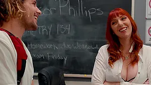 Redhead professor Lauren Phillips gets fucked on the table