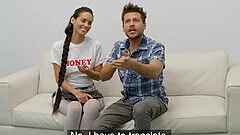 Skinny bombshell Andreina DeLuxe gets her hairy pussy pounded