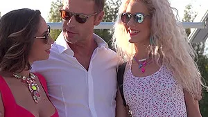 Sexy chick Monique Woods sharing a big dick with horny Malena