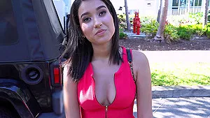 Quickie fucking in the back of the car with sexy Elle Monela