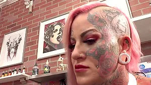 Evilyn Ink tattoos and fucks Sascha Ink