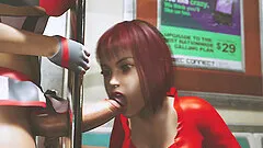 Lesbian futanari public anal sex in a hd animation