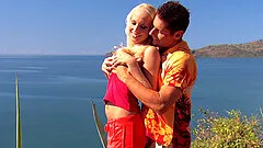 Diana Gold enjoys double penetration with her friends at the beach