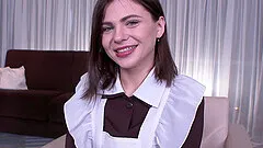 Erika Korti gets her butt pounded by a friend's dick on the armchair