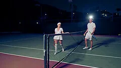 After she finished a match Megan Rain gets her cunt banged by a dude