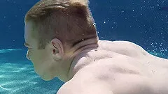 Outdoor poolside gay fuck ends with cum on teen guy's belly