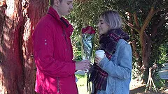 Busty babe Tiny Teen sprayed with cum on face in the kitchen