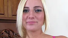 skinny blonde Kate England sucks a hard boner on the floor like never before