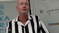 Horny dudes fuck older man after he gives them a blowjob by the car