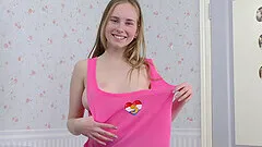 Solo amateur blonde teen beauty  Lisa Sweet masturbates with a dildo