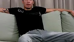 Dark haired latin prince with tattoos on his arms is ready to whip out his cock