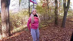 Hot teen works out in public wearing yoga pants