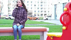 Shaved and naked Varya plays with her friend's cunt before lesbian sex