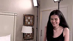 before her friend fucked her on the bed Nikki used a vibrator on the bed