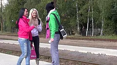 Lesbian outdoor foursome with Susan G and her teen girlfriends