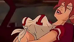 Animated redhead girl accidentally fell on a friend's stiff dick