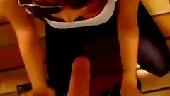 Horny teen sucks blowjobs in toilet for facial