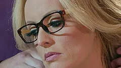 Blonde MILF in glasses Stormy Daniels missionary fucked and creamed