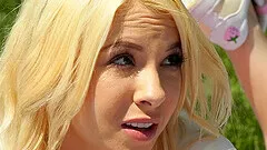 Kenzie Reeves gets her wet and shaved pussy fucked outside by her lover