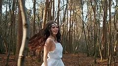 Nature loving brunette babe Rebecca Volpetti sprayed with cum on tits