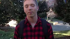 Blonde teen gay guy Johnny fucked after classes by his roommate