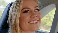 Pale blonde teen slut Addie Andrews rough fucked doggy style