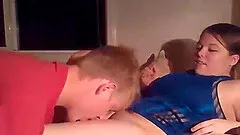 Blonde man fucks his bbw brunette german mom after he licks her fresh shaved meaty pussy