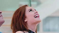 Submissive babes Alessandra Jane and Ella Hughes share a huge facial