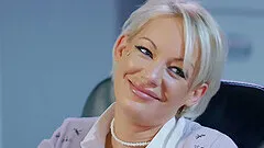 Nerdy office slut Amina Danger takes a facial in the office