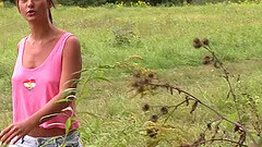 Outdoor MMF threesome with blonde sporty teen on a raft