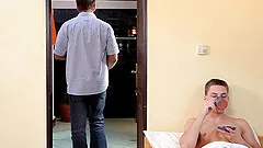 Morning doggy style and blowjob with a teen gay couple on vacation